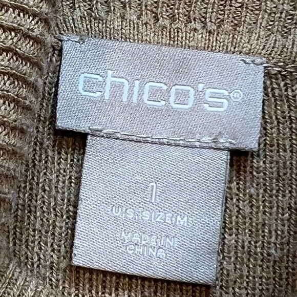 Chico's Women's Coolmax Turtleneck Pullover Sweater Knit Long Sleeve Size 1 Tan - Picture 3 of 11